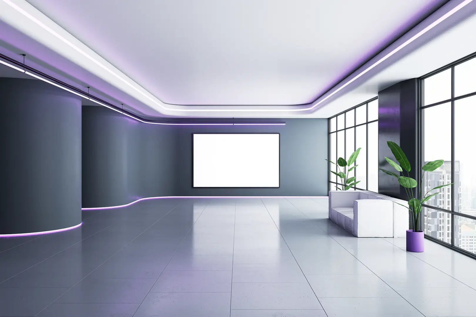 Imagen prediseñada 3d sala espera oficinas moderno